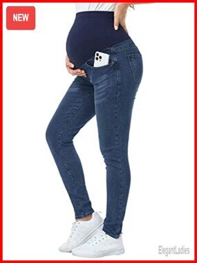 Maternity Skinny Jeans Over Belly Stretchy Denim Comfy Pregnancy Pants